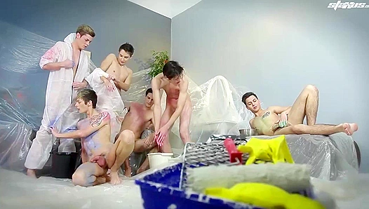 Connor Levi Jesse Magowan Go Wild—Painted Head to Toe in Hot Cum – GayXXX