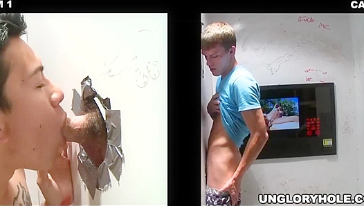 First Time Curiosity: Naive Guy Explores a Hot Glory Hole Blowjob – Sean Evans Alex