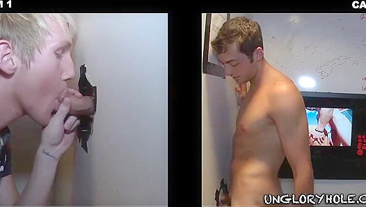 Zac Blake Deepthroats Hayden Chandlers Hard Cock Through a Glory Hole – Steamy Blowjob Fun
