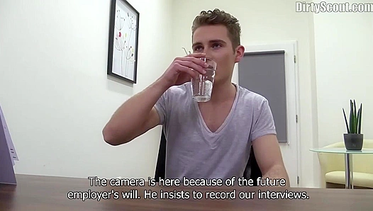 Twink Jerks Off Cums in Glass During Sexy Audition – DirtyScout