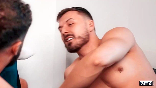 Steamy Threesome: Malik Takes On Two Hung Gym Studs – Hot Gay Action