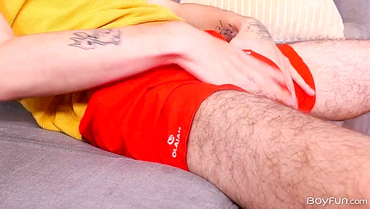 Niko Miller Pleases Himself With Thick Uncut Cock Out – Bold Solo Act – BoyFun