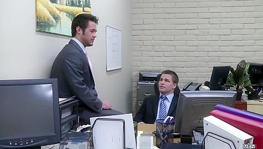 Hard Lust at Work: Hot Jocks Jerk Off Together During Office Hours – 18+
