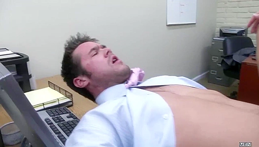 Hard Lust at Work: Hot Jocks Jerk Off Together During Office Hours – 18+