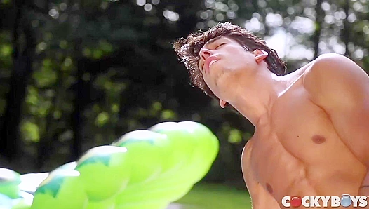 Sun-Drenched Heat: Aiden Ward Rides Leo Grands Thick Pole by the Pool – 18+
