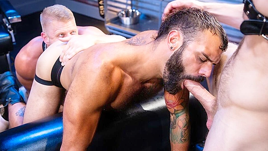 Triple Trouble: Logan Stevens Pinned by Three Horny Stallions – RagingStallion