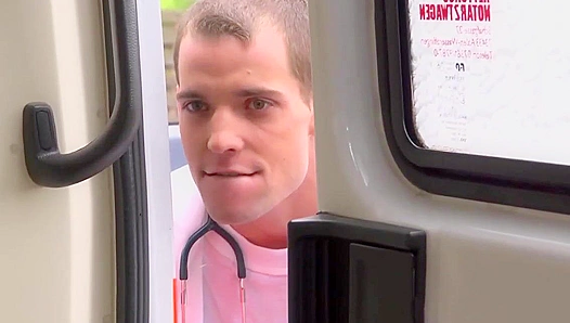 Alex Stevens Gasps as Julians Thick Cock Fills Him Inside the Ambulance – 18+