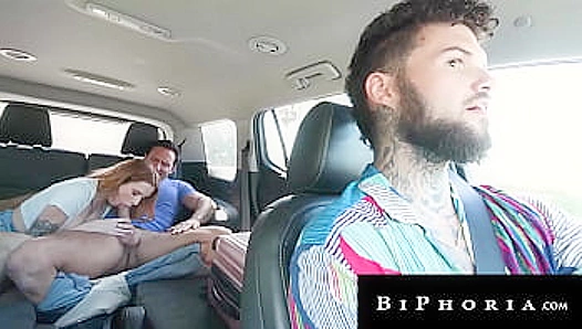 Double Penetration Thrills: Bisexual Studs Ride Hard for Hungry Hitchhiker – Biphoria
