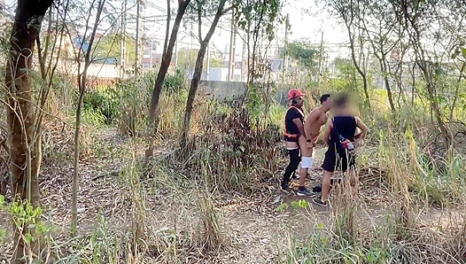 Rough Outdoor Ride: Security Guard Fucked Hard in Wild Forest Threesome – GayPornNature