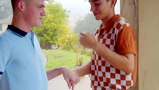 Soaking Wet Twinks Make Out Hard in the Heavy Downpour – NextDoorTwink