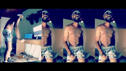 Bearded Brazilian Flexes Naked Power—Juggling Huge Rod for Lizzos Freedom – Steamy Solo