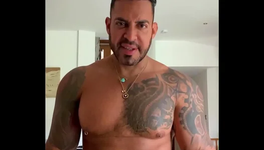 Viktor Rom Flexes Huge Muscle Frame While Jerking Big Black Cock – Hot Latino Solo