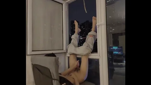 Slender Campus Boy JERKS OFF at the Window — NATURAL BLOWJOB Ends With HOT LOAD – 18+