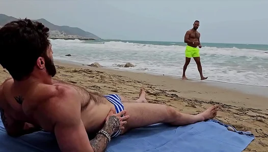 Horny Muscle Latinos Arab Studs Fuck Hard Bareback on the Beach – Deep Throat Action