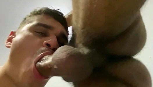 Slender Top Takes Massive Hard cock Down His Throat – Raw Blowjob Action –
