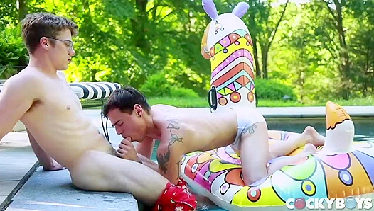 Blake Gets Pounded by Levis Thick Rod Poolside – Steamy Bareback Action