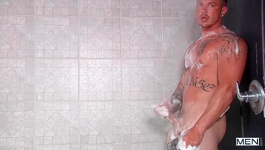 Steamy Confession: Sebastian Tempts Horus Under the Hot Shower – Straight2Gay