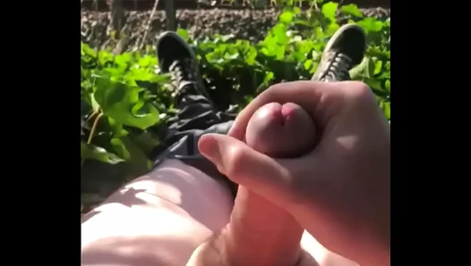 Young Stud Jerks Off Barefoot Beside the Rails – Hot Outdoor Solo Action 18+