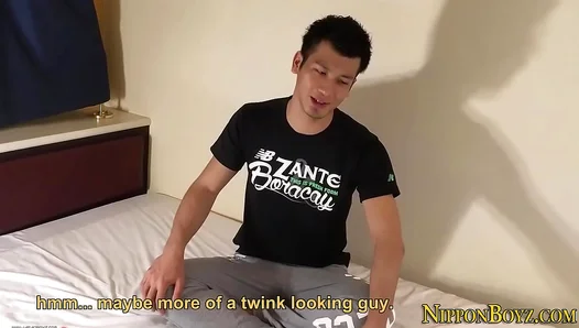 Japanese stud teases his tight body before erupting in a hot solo creampie climax –