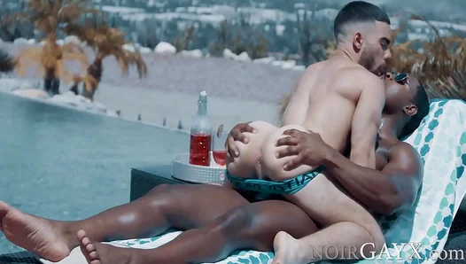 DeAngelo Mounts a Hunky Stallion for Hot Interracial Anal Action by the Pool – 18+