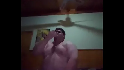 Chubby Bear Gags on Huge Black strapon — Solo Sesh Heat – XXXGayTape 18+