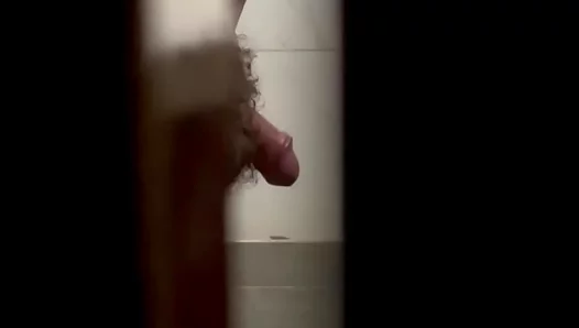 Spied on a Horny Bearded StepDaddys Massive Hard-on in the Hot Sauna Stall –