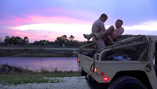 Hot Military Lust: Rough Outdoor Sex Between horny soldiers – XXX Action