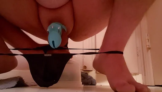 Pleasing Himself With A Dildo In Strict Lockdown — Sissy Slavery At Its Hottest –