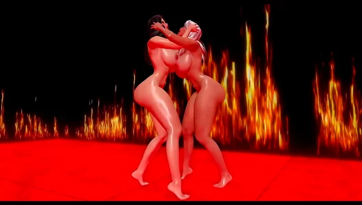 Blonde vs Brunette: Naked Firefight Turns into Wild Skin-to-Skin Lust – 18+