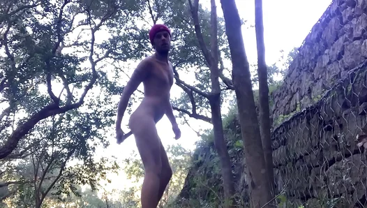 Naked Thrills: Guy Fucks Himself With Dildo Outdoors – Gay Exhibitionism 18+