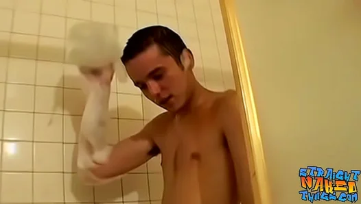 Steaming Wet Skin: Tattoed Hunk JERKS OFF Slow Post-Sauna soak – 18+
