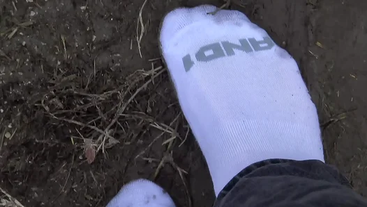 Mud-Slick Feet Play: Drenched AND1 Socks Turned Filthy Outdoors – RawGayFun 18+