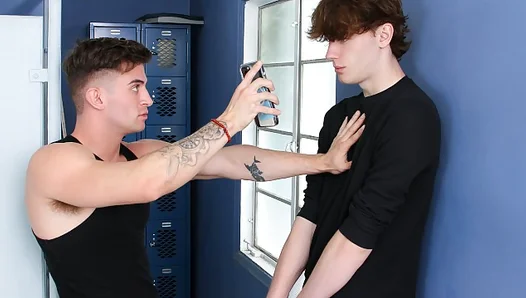 Teen Spotted Masturbating, Gets Dominated With Hard Anal in Locker Room – 18+
