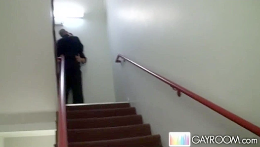 Steaming Passion in the Stairs: Two Horny Guys Lock Lips Come Hard – GayXXX