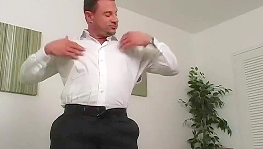 Demetris Sculpted Physique Glistens During Fiery Solo Session – Steamy Mature Gay Clip