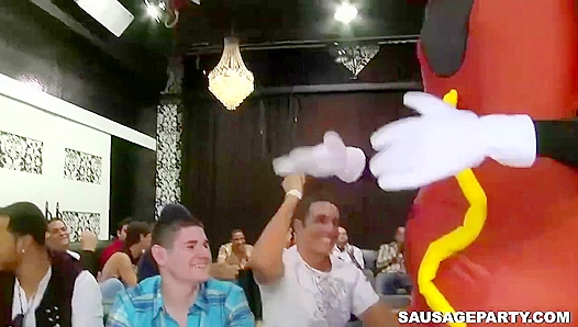 Saucy Strippers Take Turns Sucking Dick in Wild Group Scene – 18+